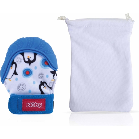 Nuby Bijthandschoen - Blauw m. Pinguïns - Nuby - OneSize - Bijtring