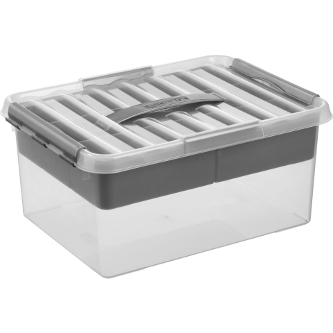 Sunware Q-Line Opbergbox met Inzet 15L Transparant/Grijs