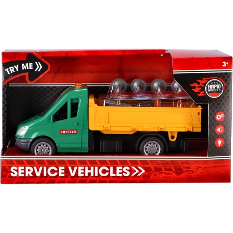 Rapid Wheels Wegenbouw Auto + Licht en Geluid + Accessoires