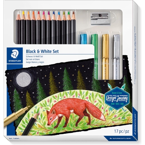 Staedtler Tekenset - Zwart/Wit - 17 Onderdelen - Staedtler - OneSize - Tekenset