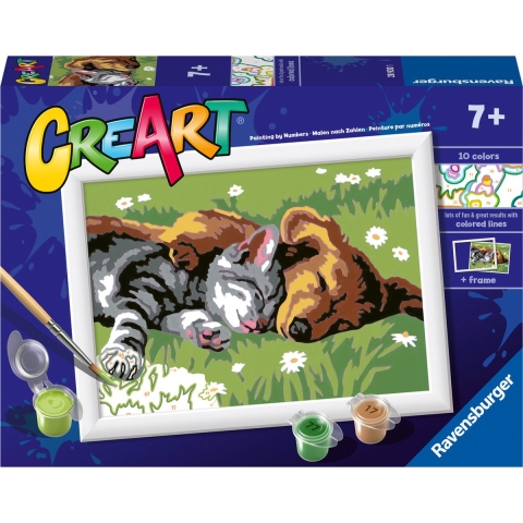 Ravensburger CreArt Schilderen op Nummer Slapende Hond en Poes