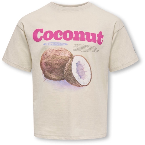 Kids Only T-Shirt - KogPhoebe Life - Puimsteen Stone/Coconut - Kids Only - 9-10 jaar (134-140) - T-Shirt