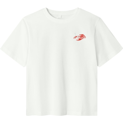 Name It T-Shirt - NkmFonnot - Bright White/KREEFT - Name It - 9-10 jaar (134-140) - T-Shirt