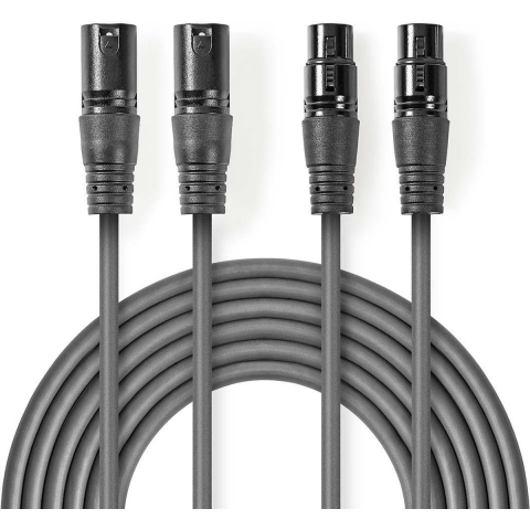 Nedis COTH15030GY05 Gebalanceerde Xlr-audiokabel 2x Xlr 3-pins Male - 2x Xlr 3-pins Female 0,5 M Grijs