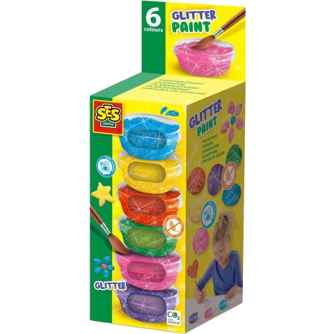 SES Creative Plakkaatverf Glitter 6x45 ml