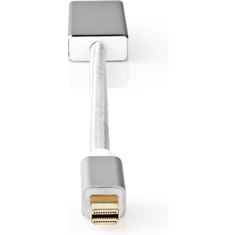Nedis CCTB37450AL02 Mini Displayport-kabel Displayport 1.2 Mini-displayport Male Displayport Female 21.6 Gbps Verguld 0.20 M Rond Gebreid Zilver Cover Window Box