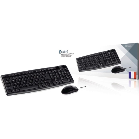 König CSKMCU100 USB Toetsenbord & Optische Muis Zwart