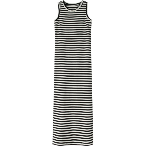 Name It Jurk - Rib - Noos - NkfSuraja - Bright White/W. BlackS - Name It - 11 jaar (146) - Jurk