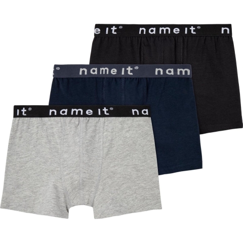 Name It Boxershorts - Noos - NkmBoxer - 3-pack - Zwart/Grijs/Nav - Name It - 5 jaar (110) - Boxershorts