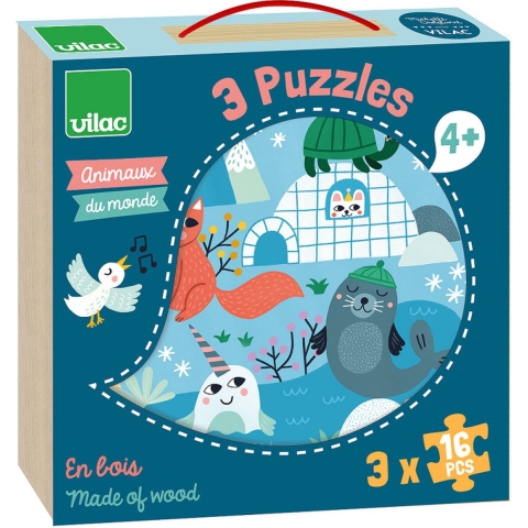 Vilac Puzzel - 3x16 Bakstenen - Dier - Vilac - OneSize - Puzzel