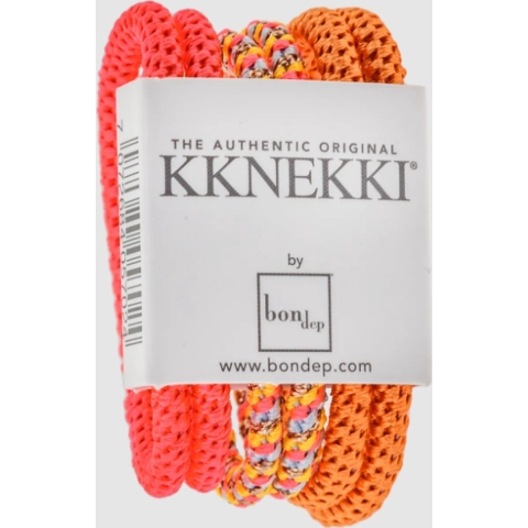 Kknekki Elastische Haarband - 6-pack - Slijm - Roze/Oranje - Kknekki - OneSize - Haaraccessoires