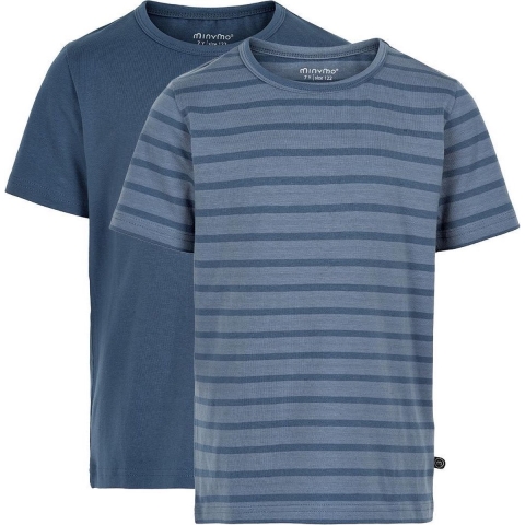Minymo T-shirts - 2-pack - Nieuw Navy m. Strepe - Minymo - 1 jaar (80) - T-Shirt