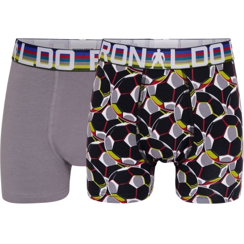 Ronaldo Boxershorts - 2-pack - Grijs/Zwart m. Patroon - JBS - 4-6 jaar (104-116) - Boxershorts