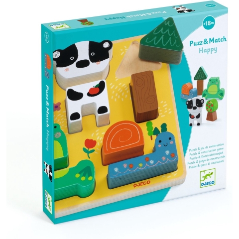 Djeco Puzzel - 10 Bakstenen - Hout Happy - Djeco - OneSize - Puzzel