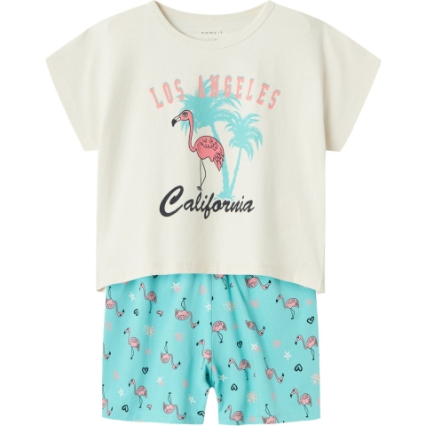 Name It Pyjama set - Flamingo - Pool Blue - Name It - 3-4 jaar (98-104) - Pyjamapak