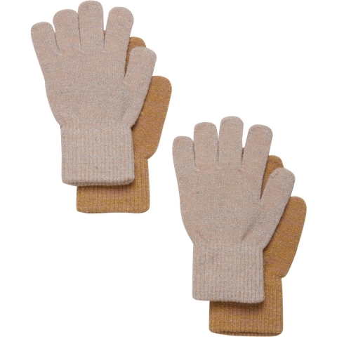 CeLaVi Handschoenen - Wol/Nylon - 2-pack - Beige Goud m. Glitter - CeLaVi - 7-12 jaar (122-152) - Wanten