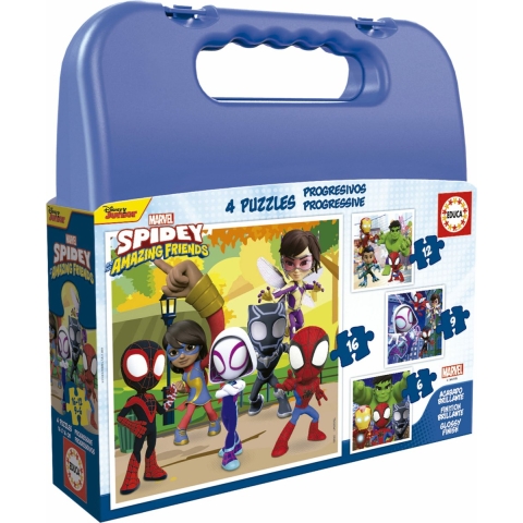 Educa Puzzel - 4 verschillende - Spidey Eend Zijn geweldige Frie - Educa - OneSize - Puzzel