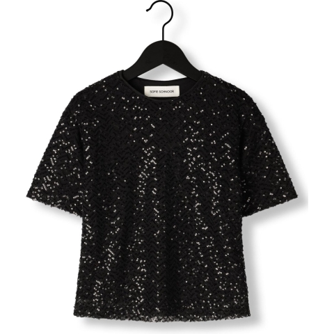 Sofie Schnoor T-Shirt - Zwart/Pailletten - Sofie Schnoor - 12 jaar (152) - T-Shirt
