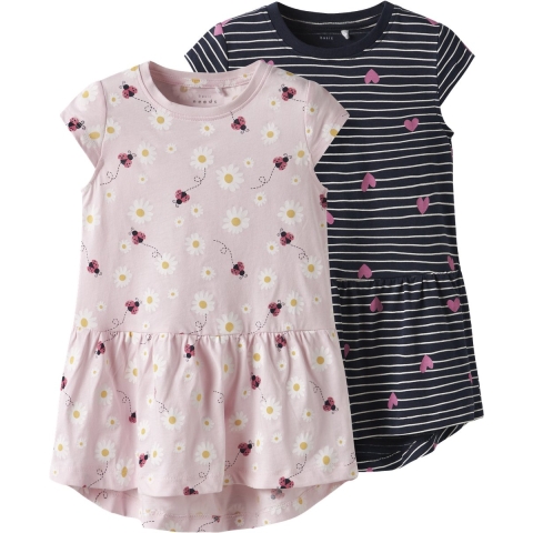 Name It Jurk - NmfVigga - 2-pack - Festival Bloei/Dark Sapphire - Name It - 2 jaar (92) - Jurk
