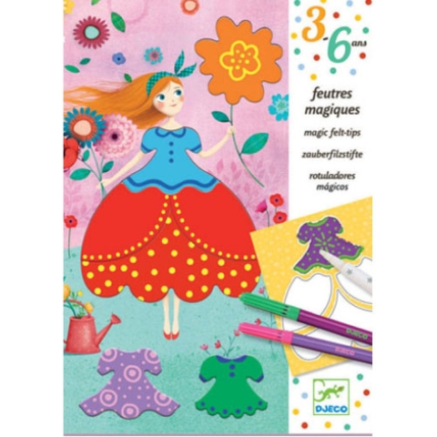 Djeco Puzzel m. Magische Markers - Marie's Beautiful Jurken - Djeco - OneSize - Puzzel
