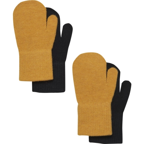 CeLaVi Wanten - Wol/Nylon - 2-pack - Mineraal Yellow/Zwart - CeLaVi - 1-2 jaar (80-92) - Wanten