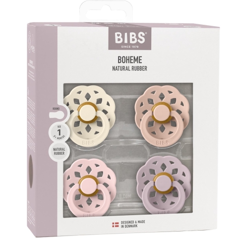 BIBS Bohemen Spenen - 4-pack - Maat 2 - Rond - Ivory/Blush/Bloss - BIBS - 6-18 mnd - Speen