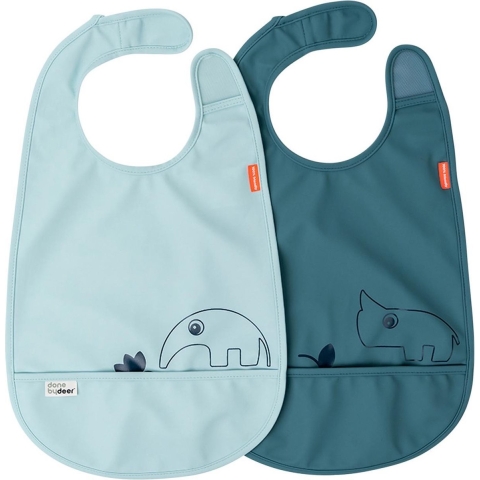 Done by Deer Slabbetjes - 2-pack - Deer Friends - Blue - Done by Deer - OneSize - Slabbetjes