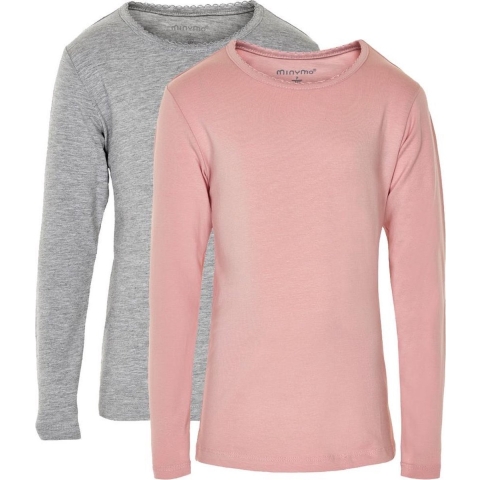 Minymo Blouse - 2-pack - Roze/Grijs - Minymo - 7 jaar (122) - Blouse