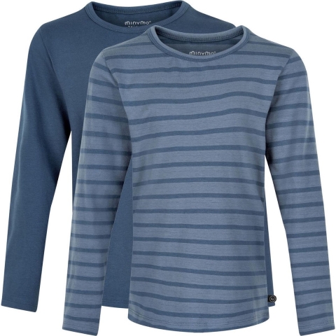 Minymo Blouse - 2-pack - Nieuw Navy m. Strepe - Minymo - 10 jaar (140) - Blouse