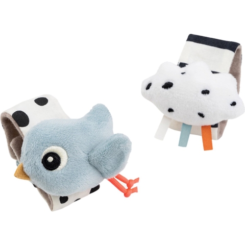 Done by Deer Polsrammelaarset - 2-pack - Happy Clouds - Blauw - Done by Deer - OneSize - Rammelaar