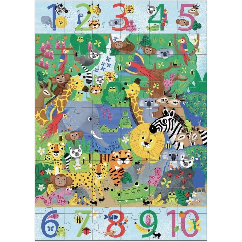 Djeco Reuzenpuzzel - 54 Bakstenen - 70x50 cm - Jungle - Djeco - OneSize - Puzzel