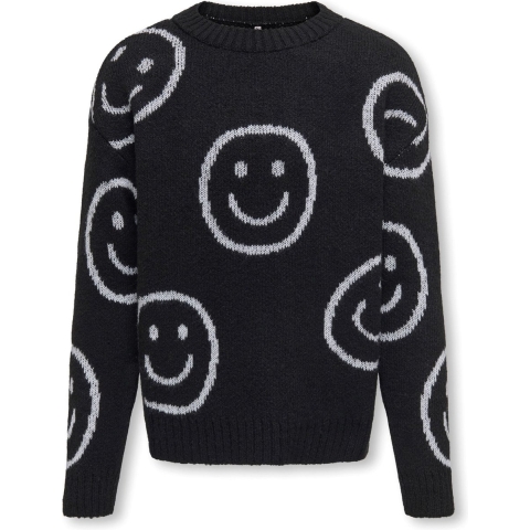 Kids Only Blouse - Gebreid - KogHappie - Black/Cloud Danser Happ - Kids Only - 7-8 jaar (122-128) - Blouse