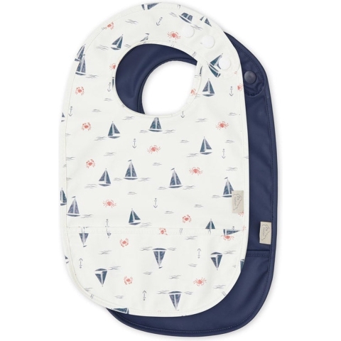Cam Cam Slabbetjes - 2-pack - Zeilboten/Navy - Cam Cam - OneSize - Slabbetjes