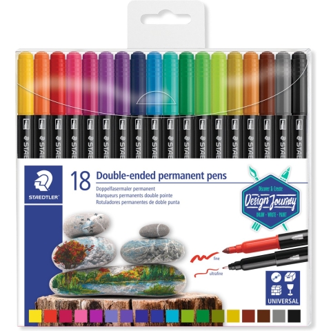 Staedtler Markers - 18 st. - Dubbel Permanente pen - Staedtler - OneSize - Marker