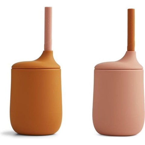 Liewood Beker m. Rietje - 2-pack - Silicone - Ellis - Dark Rose - Liewood - OneSize - Beker