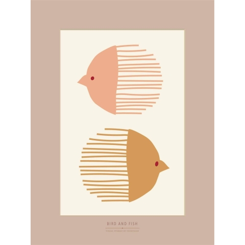 Vissevasse Poster - 50x70 - Bird And Fish - Vissevasse - OneSize - Poster