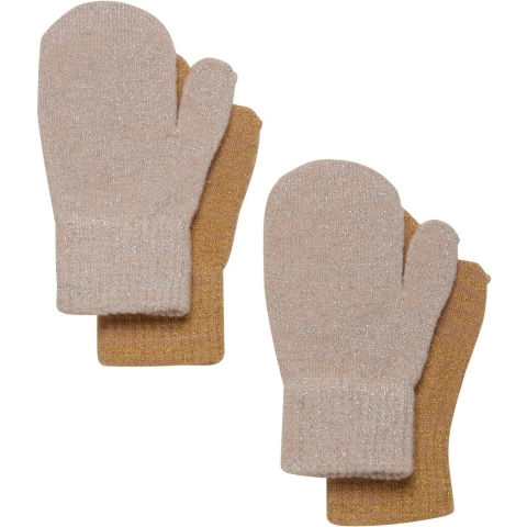 CeLaVi Wanten - Wol/Nylon - 2-pack - Beige Goud m. Glitter - CeLaVi - 3-6 jaar - Wanten