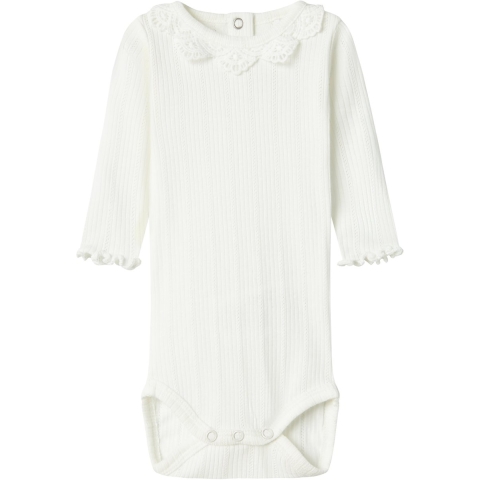 Name It Romper L/æ - Rib - NbfDia - Cloud Danser m. Pointelle/Bl - Name It - 68 - Romper L/S