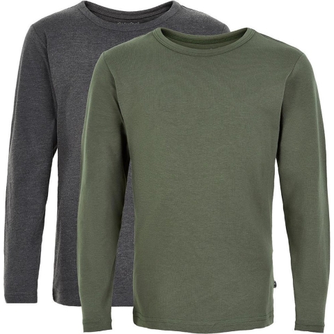 Minymo Blouse - 2-pack - Antraciet Grijs/Army - Minymo - 1½ jaar (86) - Blouse