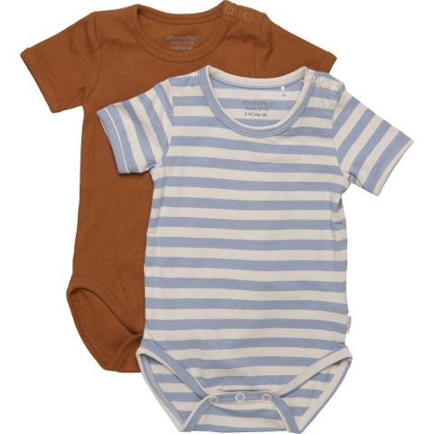 Minymo Romper s/s - 2-pack - Ashley Blue - Minymo - 62 - Romper S/S