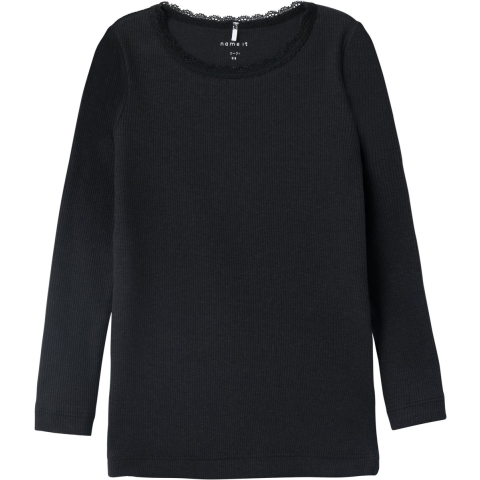 Name It Blouse - Rib - Noos - NmfKab - Zwart - Name It - 4 jaar (104) - Blouse