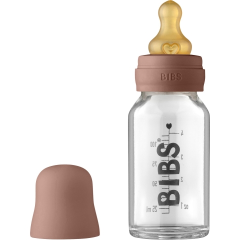 BIBS Babyflesje - Glas - Slow Flow - 110 ml - Natuurlijk Rubber  - BIBS - OneSize - Babyflesje