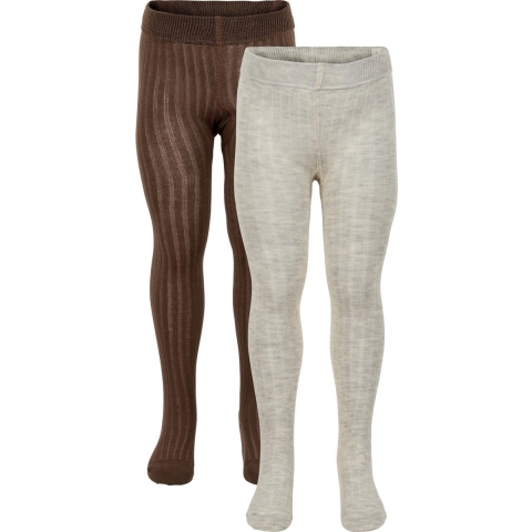 Minymo Panty's - 2-pack - Solid Rib - Lijster - Minymo - 140/146 - Panty's