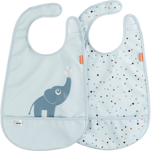Done by Deer Slabbetjes - 2-pack - Elphee - Blauw - Done by Deer - OneSize - Slabbetjes