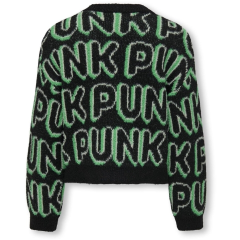 Kids Only Blouse - Gebreid - KogPunk - Black/Green Bee/Laurel Gr - Kids Only - 9-10 jaar (134-140) - Blouse