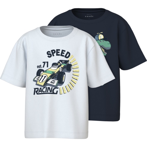 Name It T-Shirt - 2-pack - NmmVictor - Bright White/Navy Blazer - Name It - 2 jaar (92) - T-Shirt