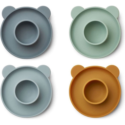 Liewood Eierdopjes - Silicone - Janus - 4-pack - Meneer Bear Blu - Liewood - OneSize - Toebehoren