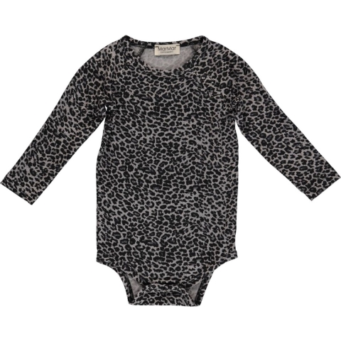 MarMar Romper - l/s - Grijs Luipaardprint - MarMar - 62 - Romper L/S