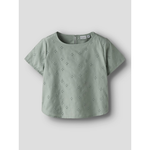 Name It Overhemd s/s - NkfVioleta - Aqua Grijs m. Borduurwerk An - Name It - 7-8 jaar (122-128) - Hemd S/S