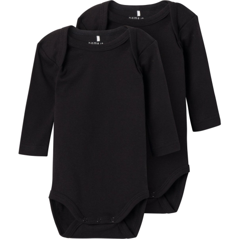 Name It Romper l/s - Noos - NbnBody - 2-pack - Zwart - Name It - 56 - Romper L/S